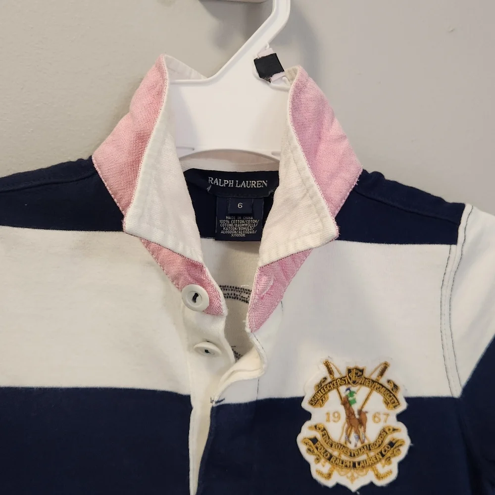 Ralph Lauren Navy and White Striped Polo Dress with Crest